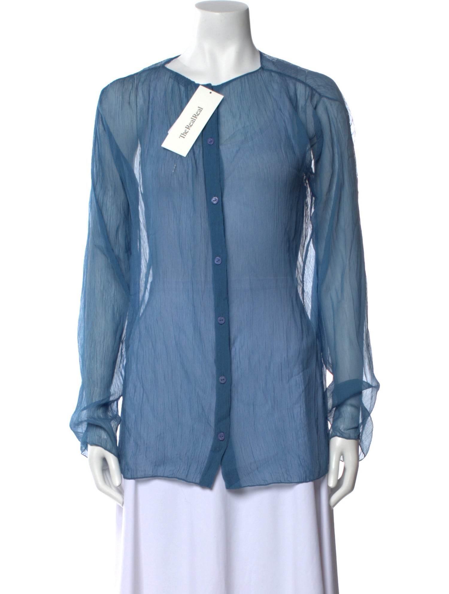 Nina Ricci V-Neck Long Sleeve Button-Up Top