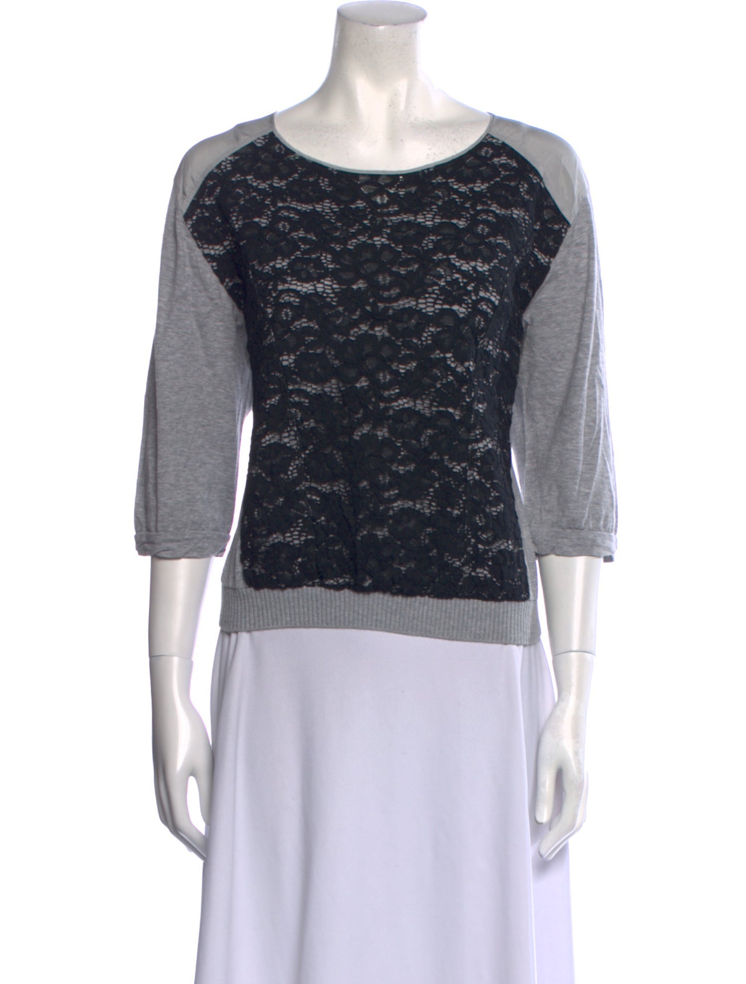 Nina Ricci Lace Pattern Scoop Neck Top