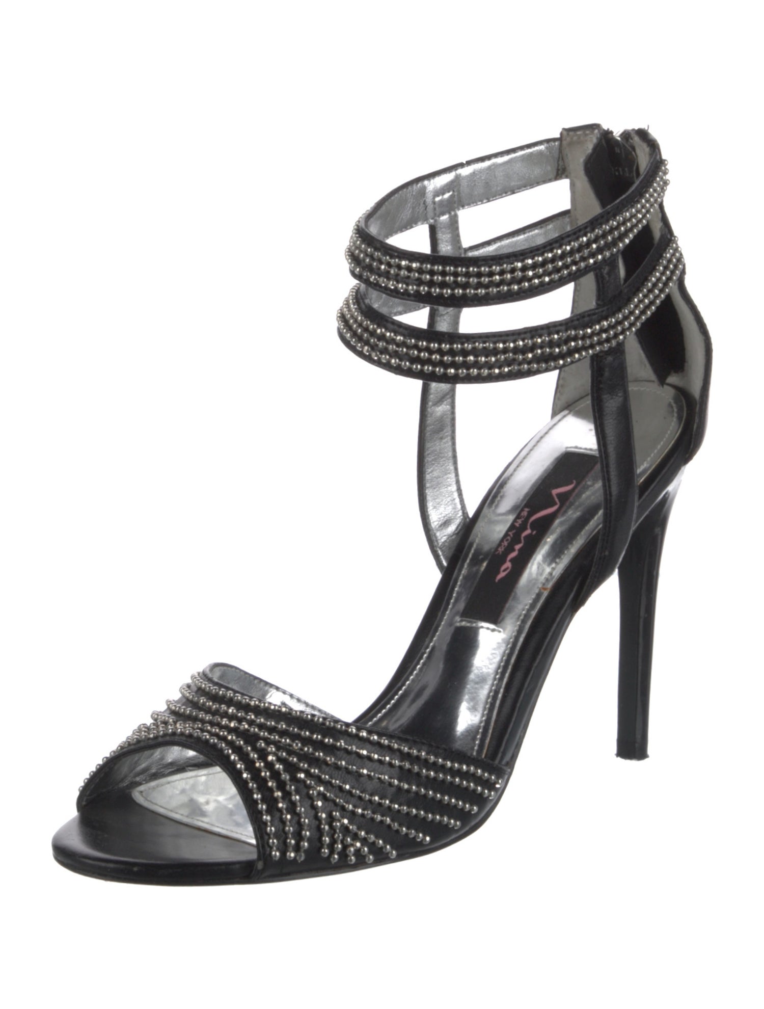 Nina Ricci Patent Leather Crystal Embellishments Sandals