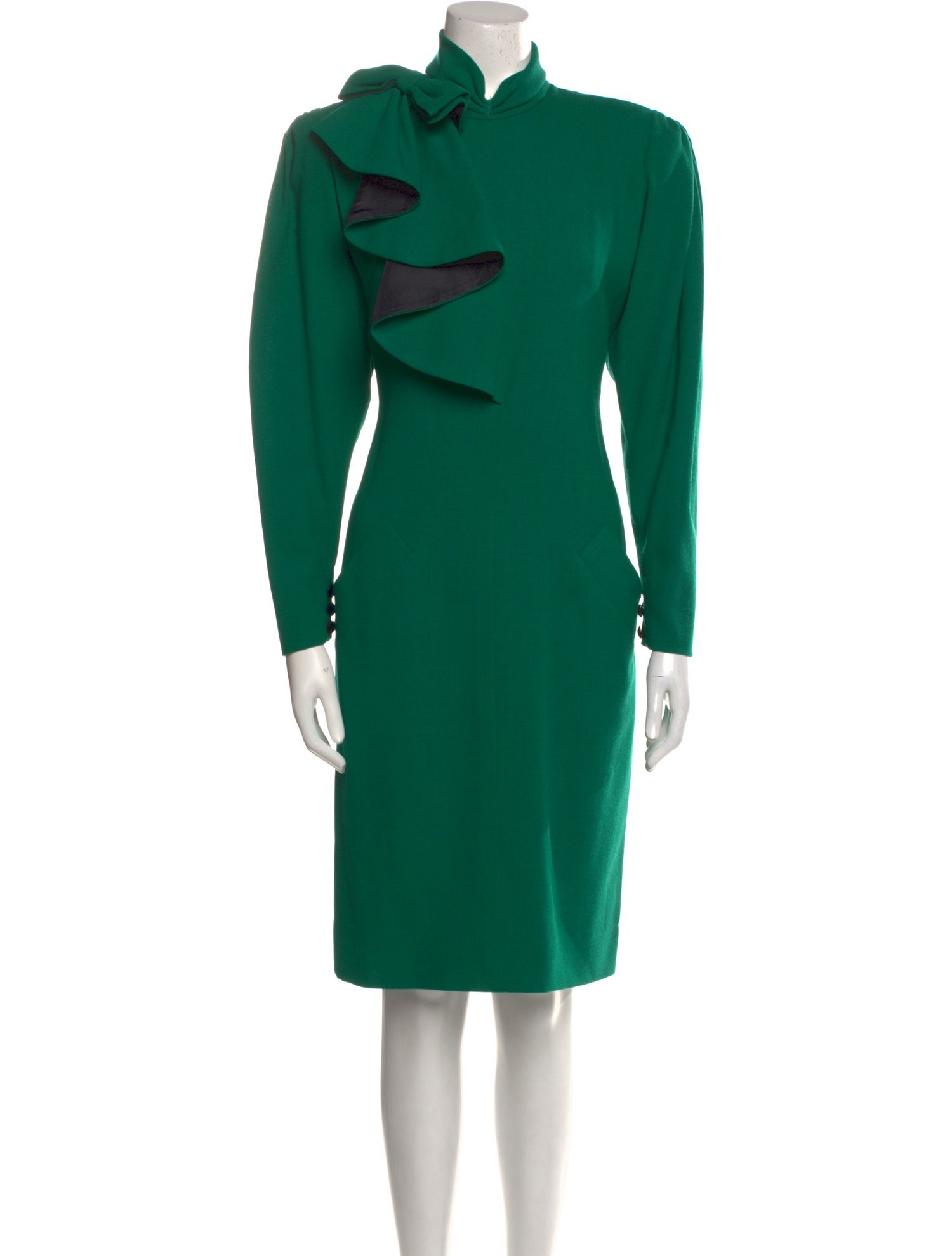 Nina Ricci Mock Neck Knee-Length Dress
