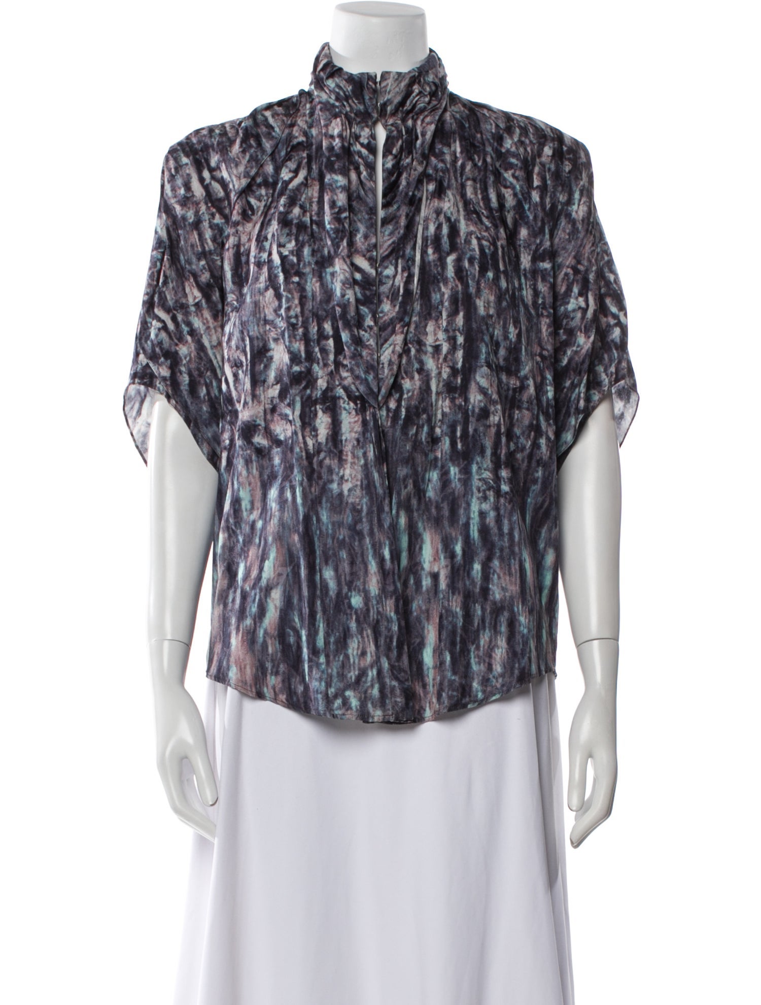 Nina Ricci Printed Mock Neck Blouse