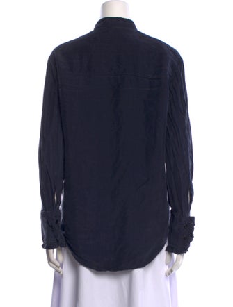 Nina Ricci Silk Mock Neck Button-Up Top