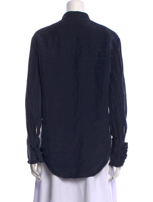 Nina Ricci Silk Mock Neck Button-Up Top