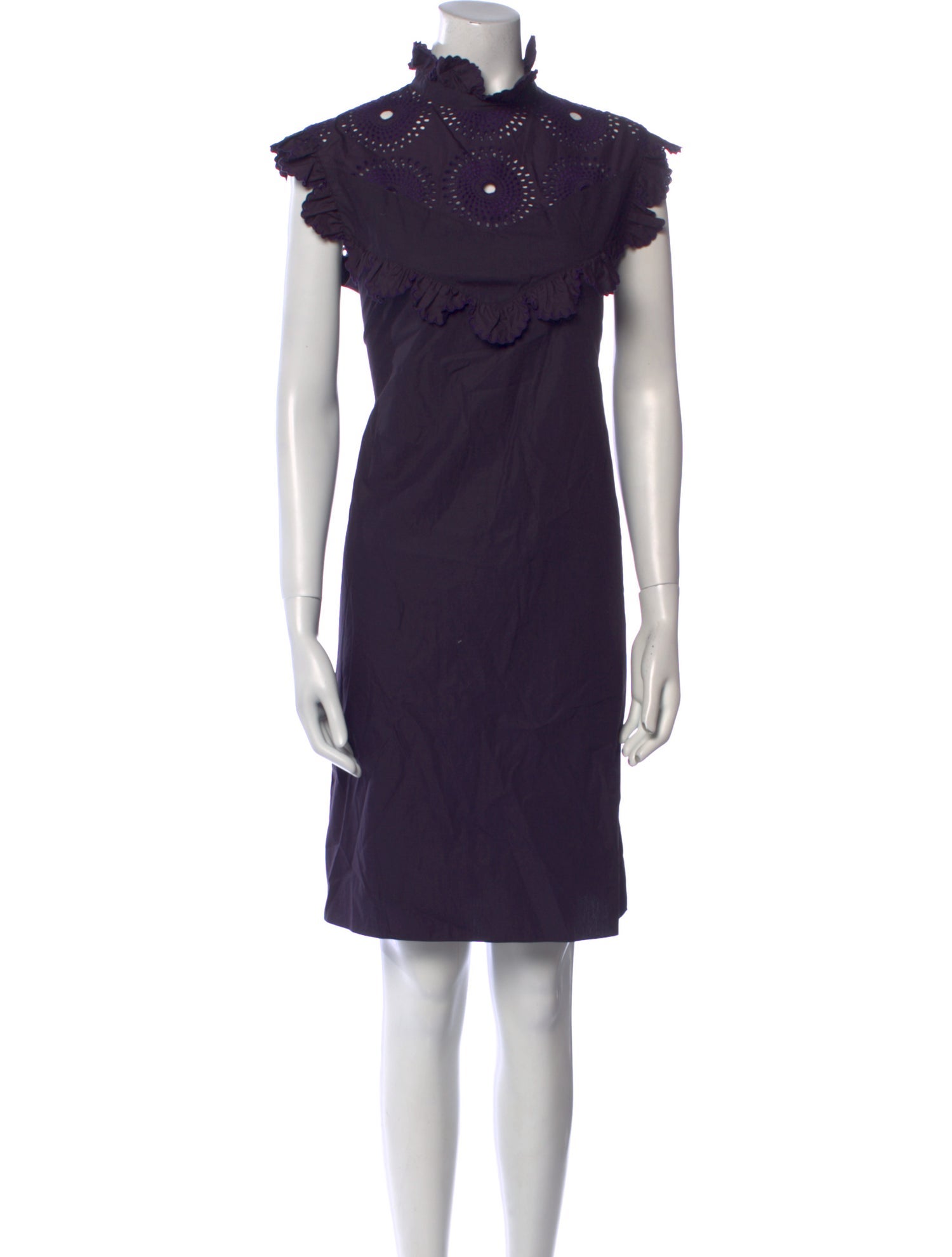 Nina Ricci Mock Neck Knee-Length Dress