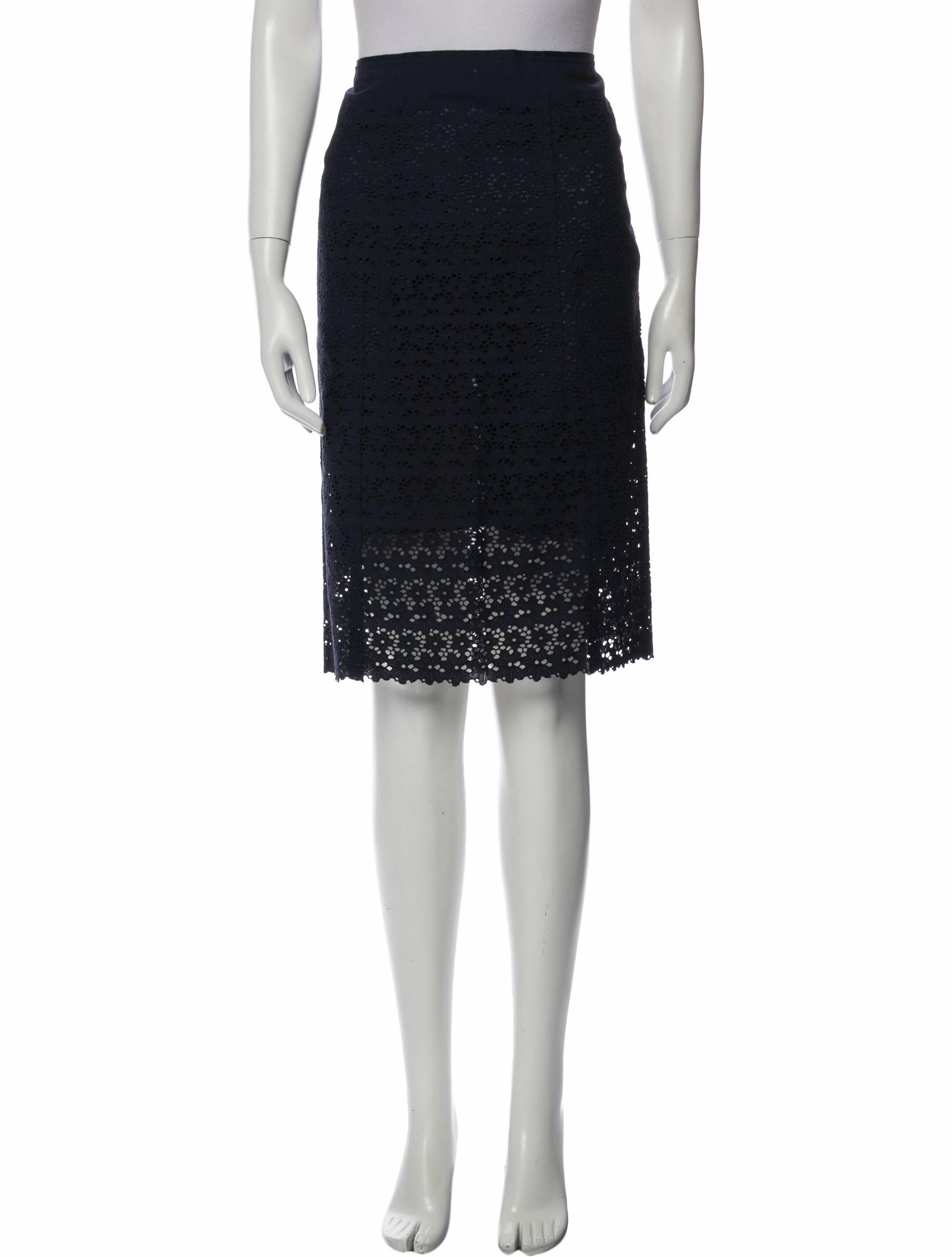 Nina Ricci Lace Pattern Knee-Length Skirt