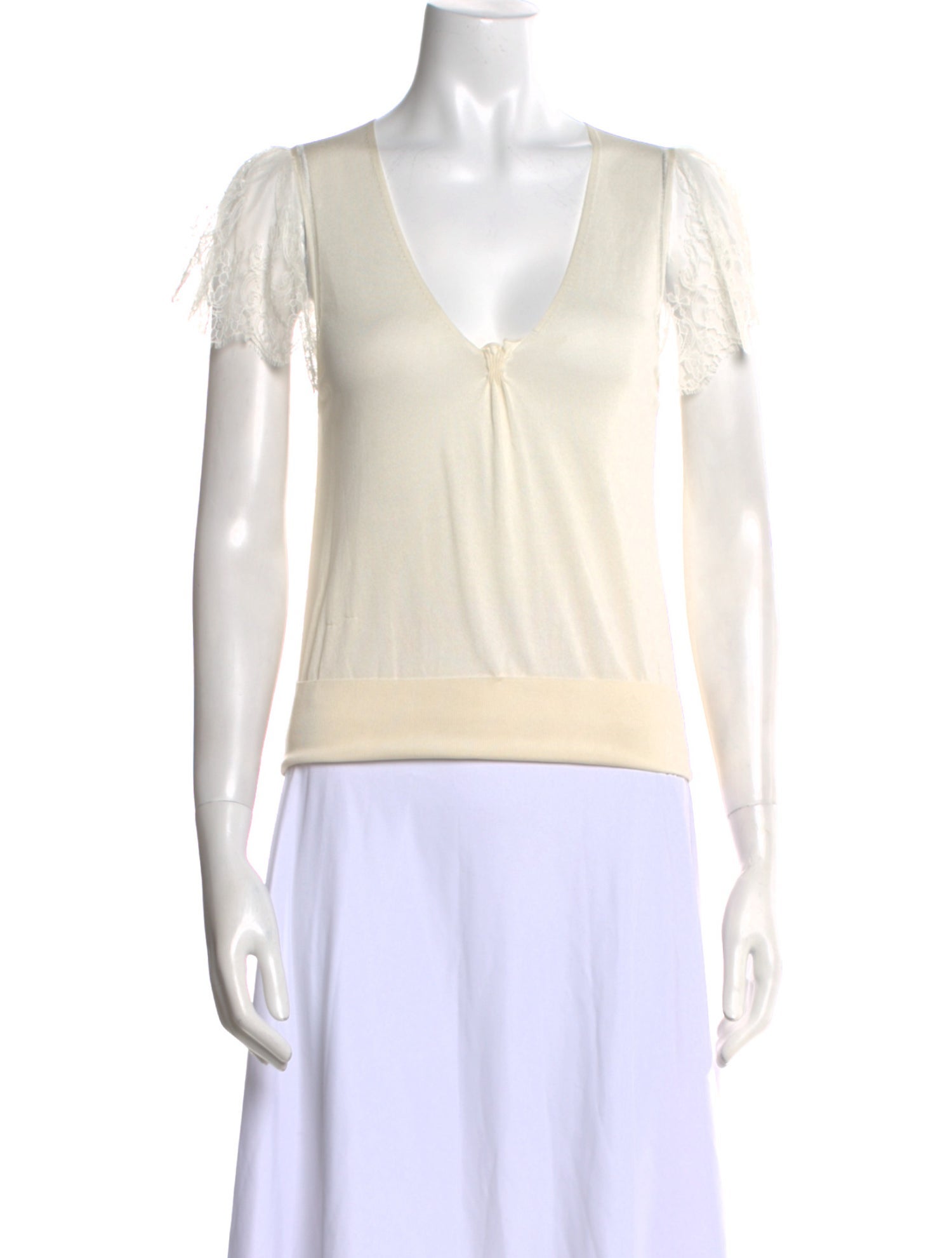 Nina Ricci V-Neck Short Sleeve Top