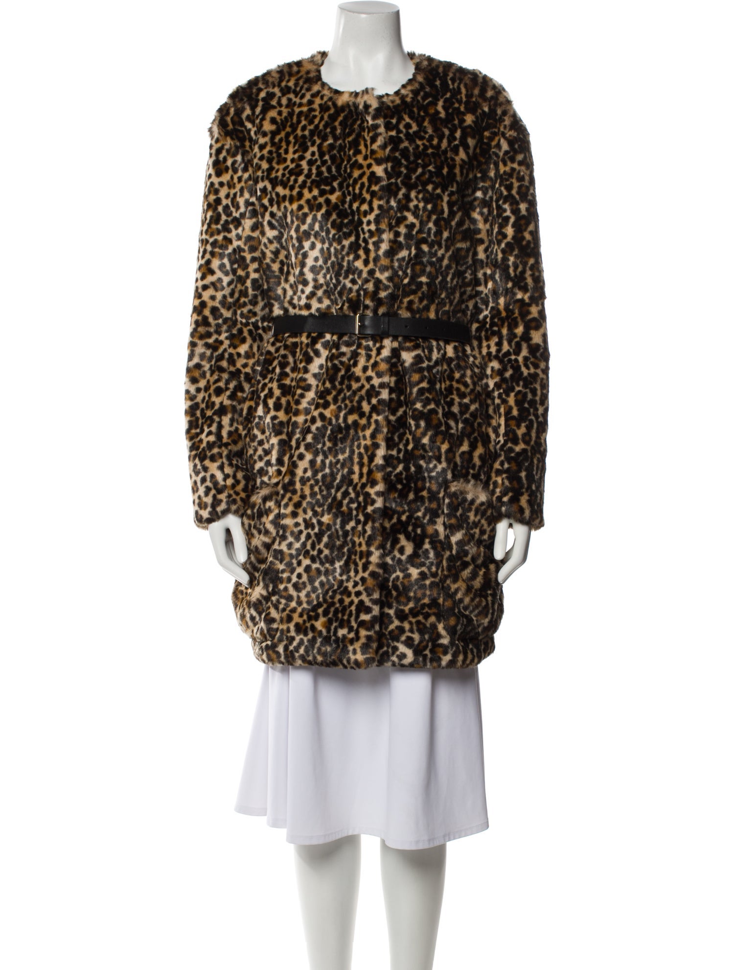 Nina Ricci Faux Fur Animal Print Faux Fur Coat