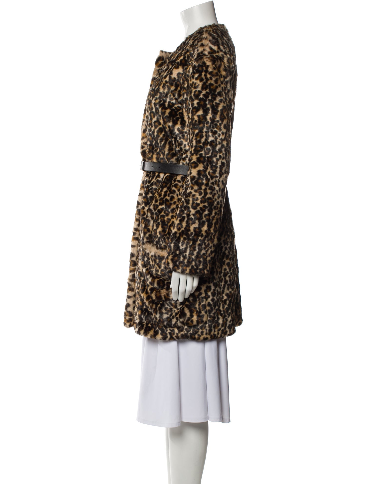Nina Ricci Faux Fur Animal Print Faux Fur Coat