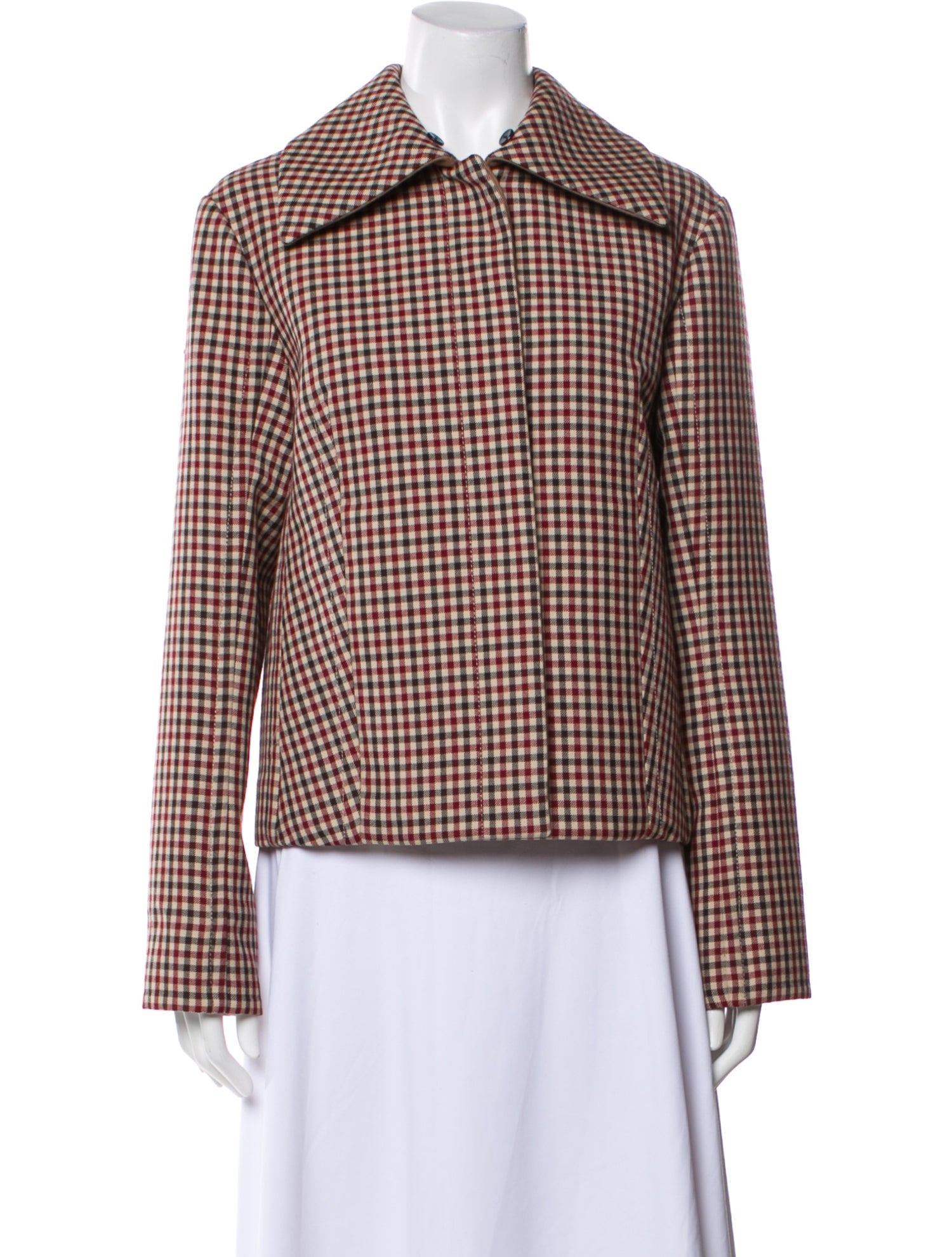 Nina Ricci Wool Plaid Print Blazer