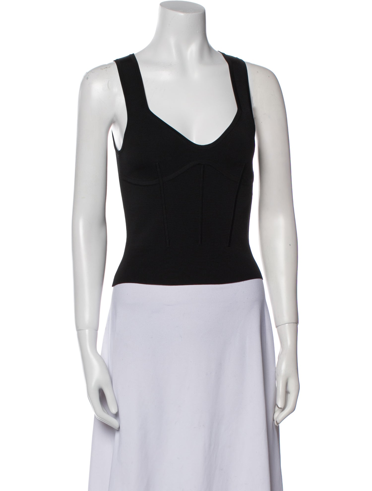 Nina Ricci V-Neck Sleeveless Crop Top