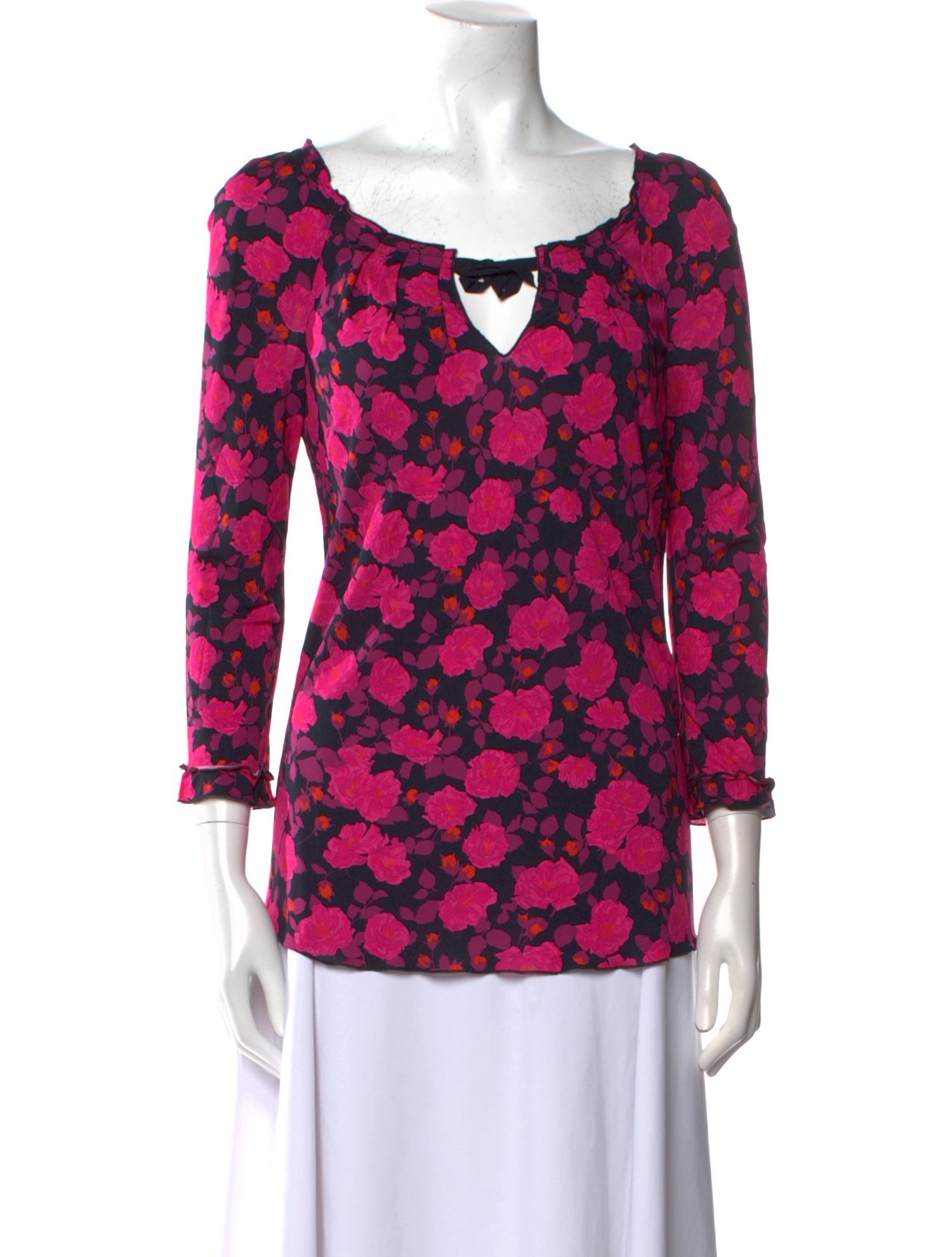 Nina Ricci Floral Print Scoop Neck Blouse