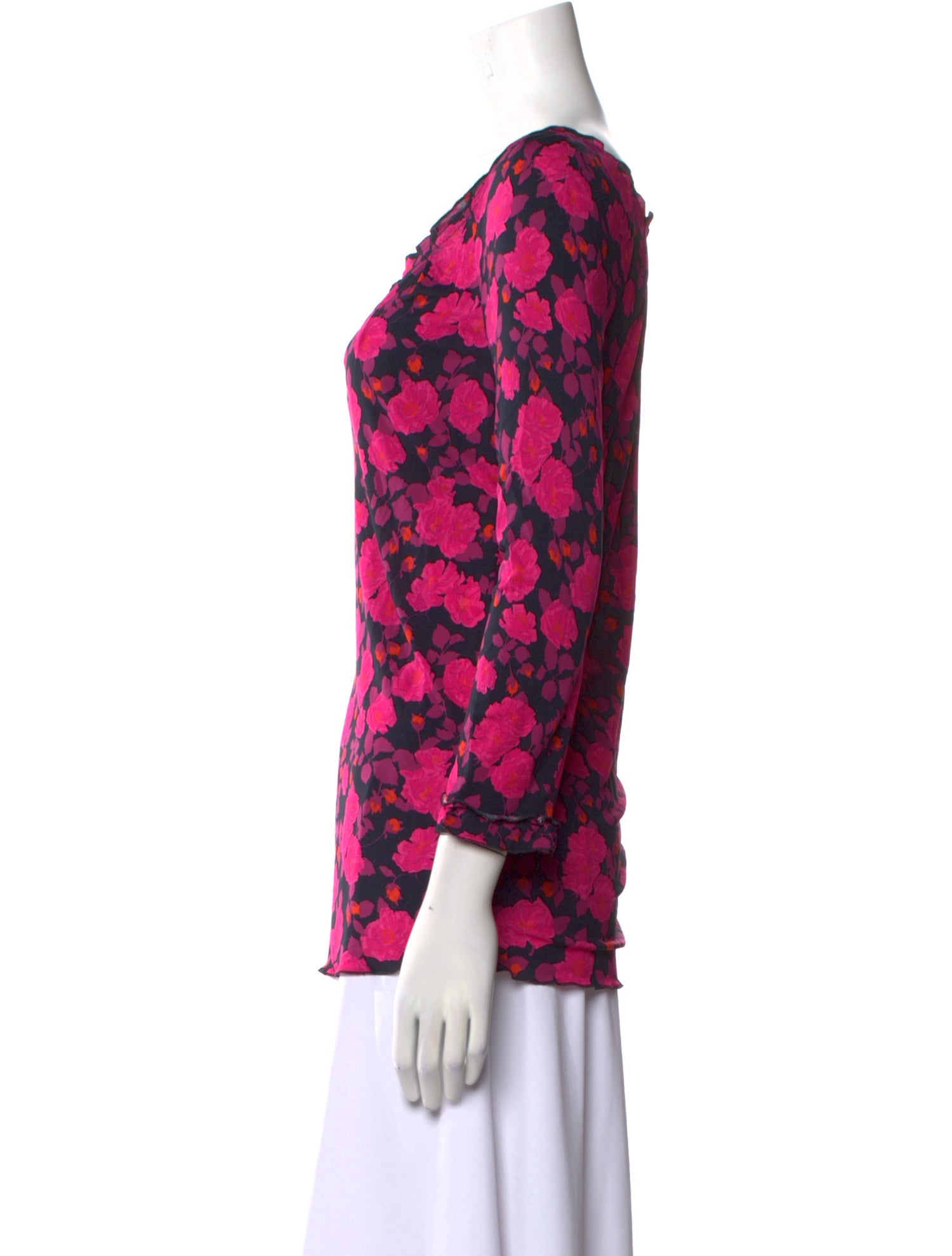 Nina Ricci Floral Print Scoop Neck Blouse