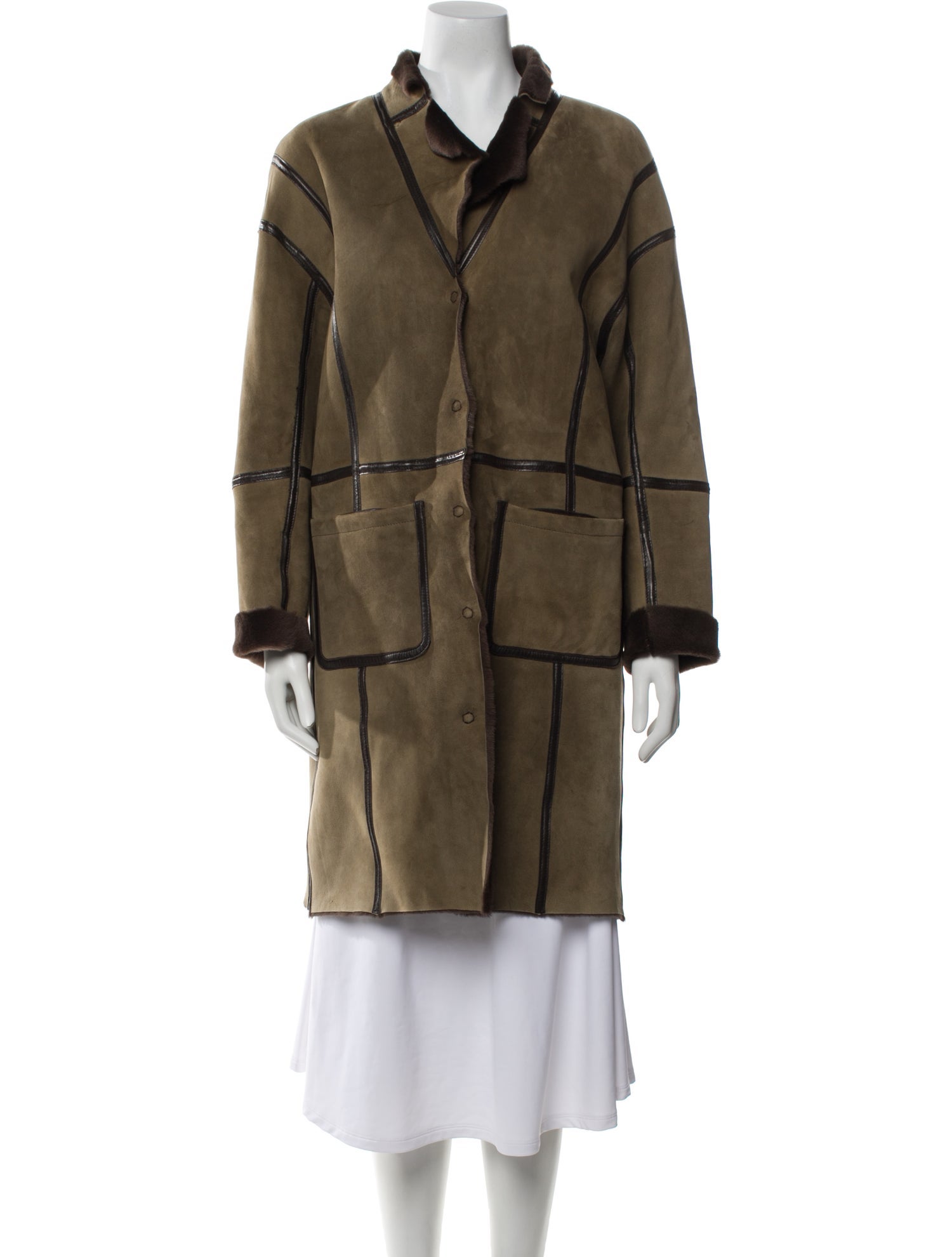 Nina Ricci Lambskin Faux Fur Coat