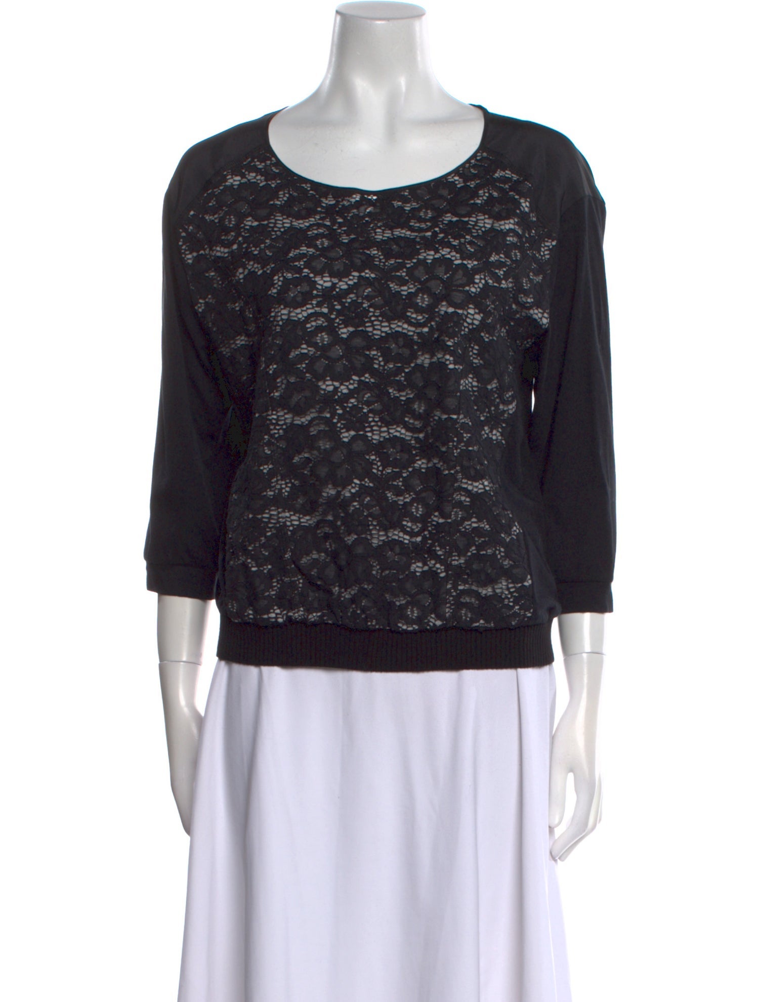 Nina Ricci Lace Pattern Scoop Neck Top
