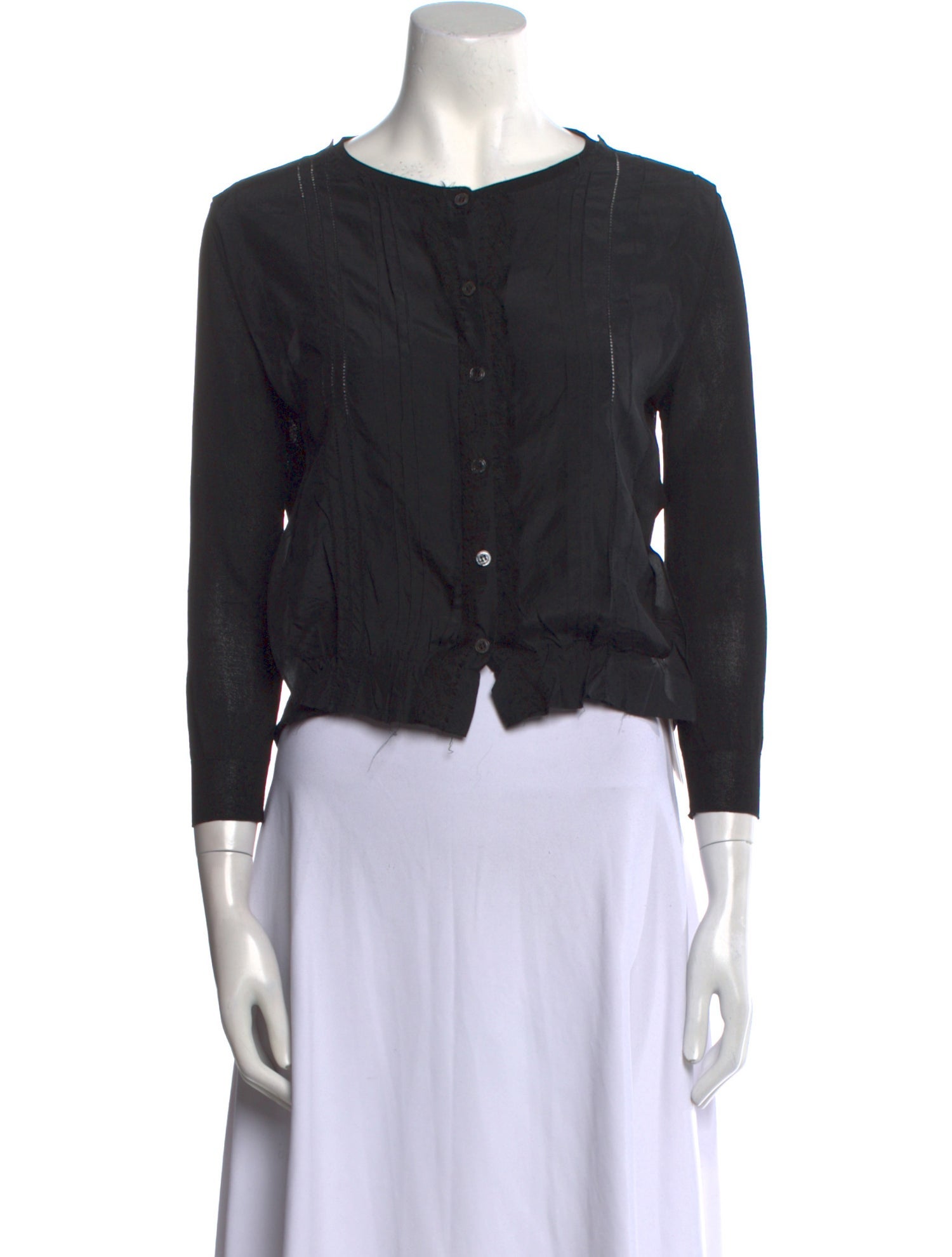 Nina Ricci Bateau Neckline Three-Quarter Sleeve Crop Top