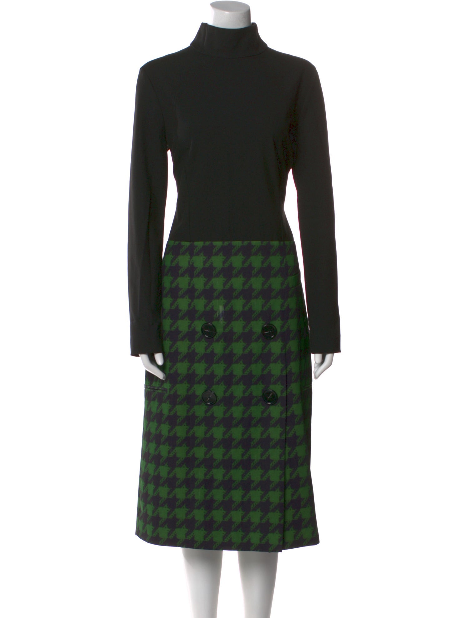 Nina Ricci Houndstooth Print Midi Length Dress