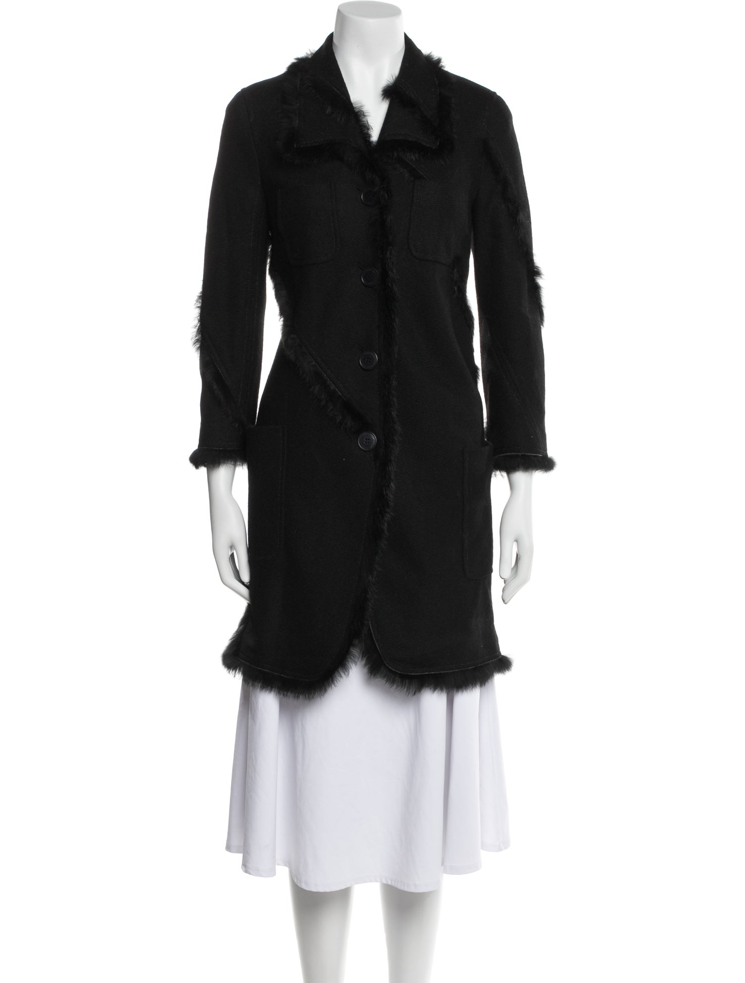 Nina Ricci Wool Faux Fur Coat