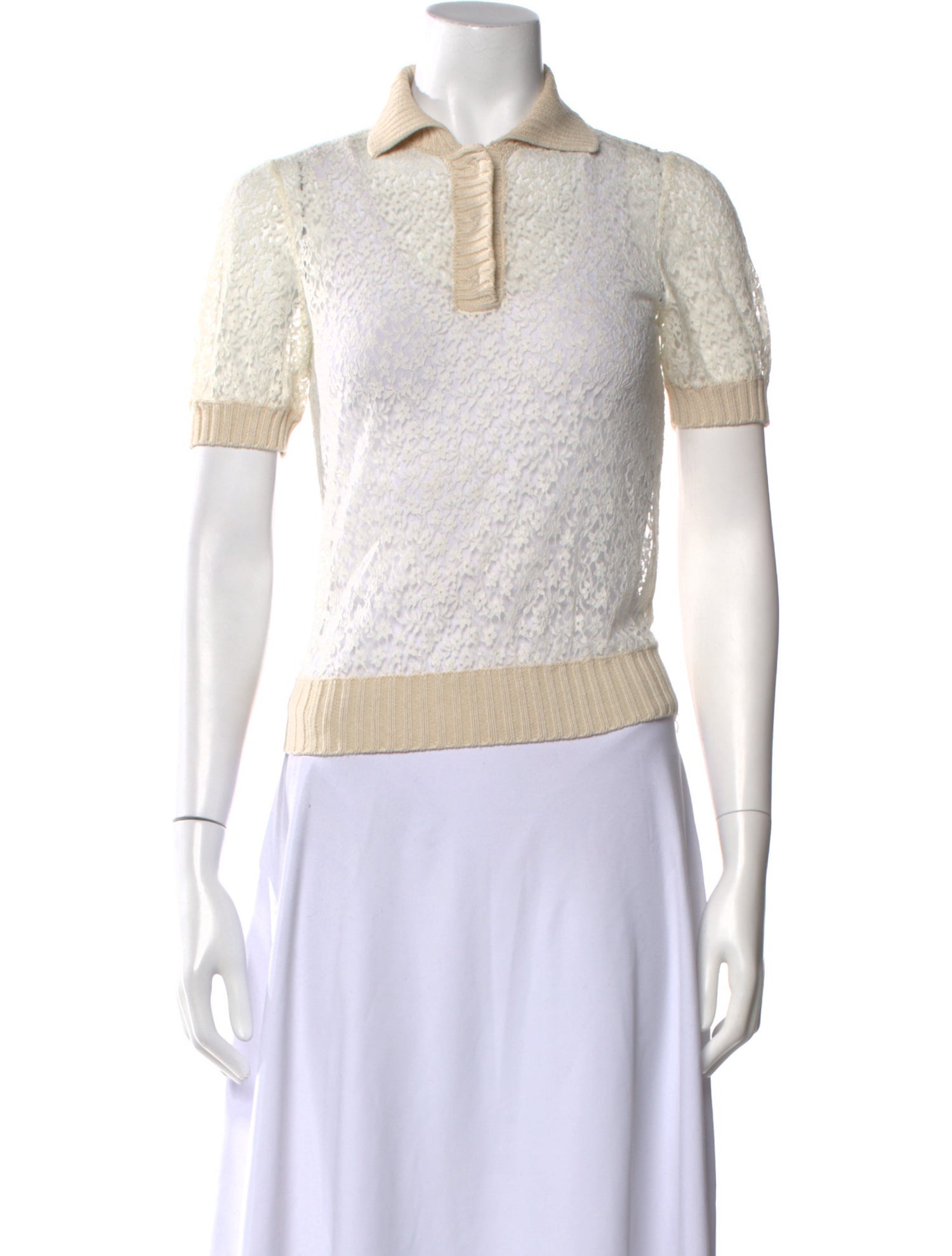 Nina Ricci Silk Colorblock Pattern Polo