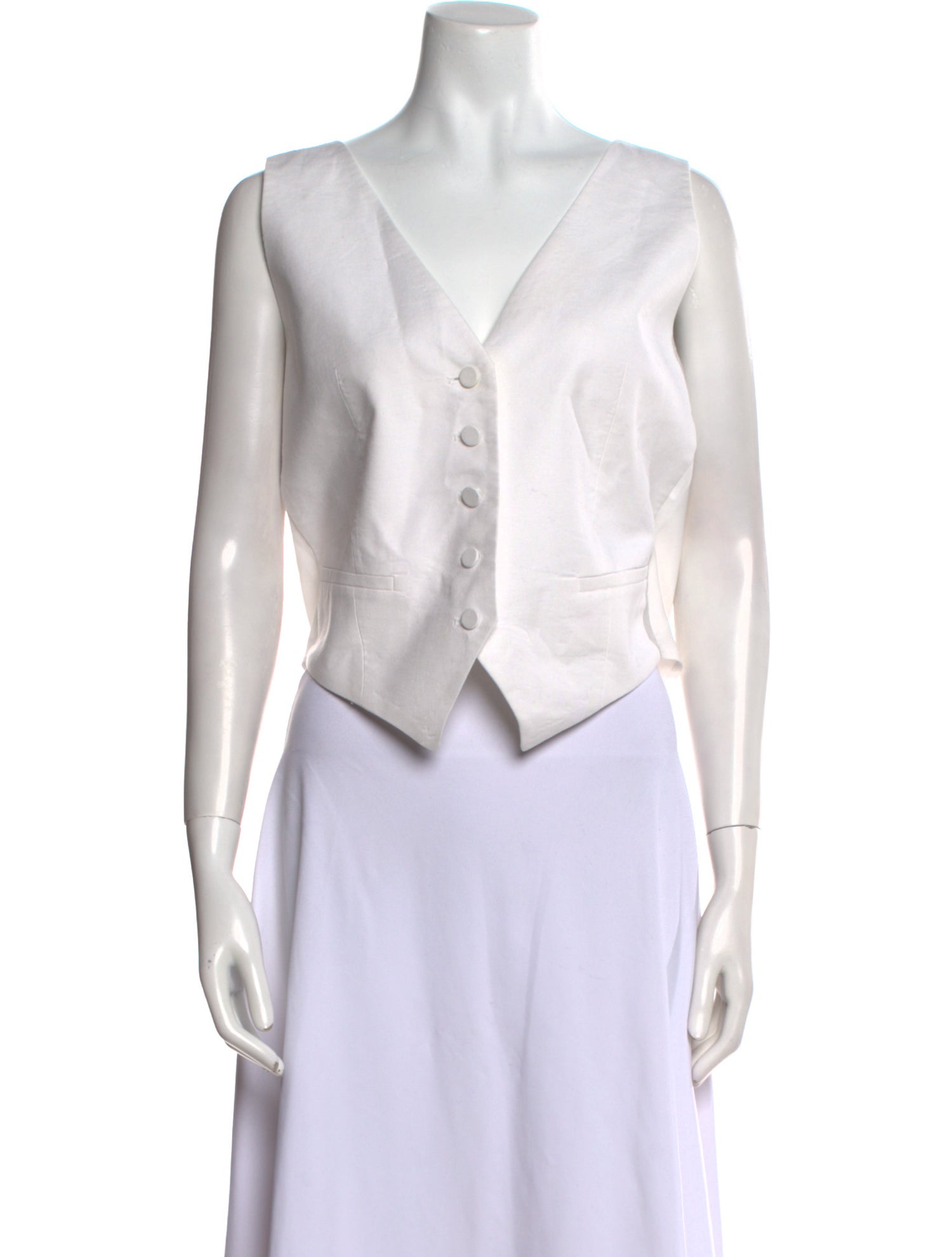 Nina Ricci V-Neck Sleeveless Crop Top