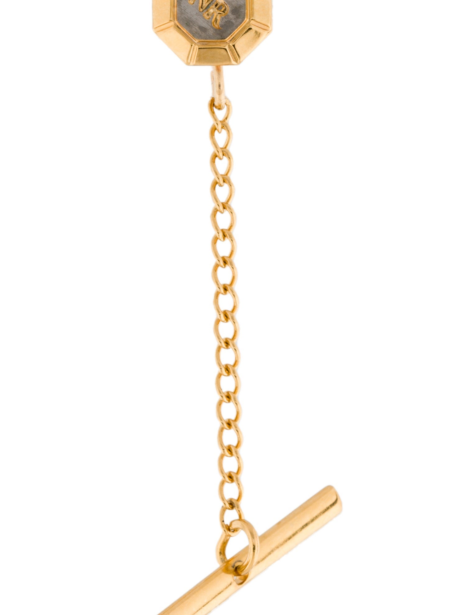 Nina Ricci Vintage Logo Tie Pin W/ Chain