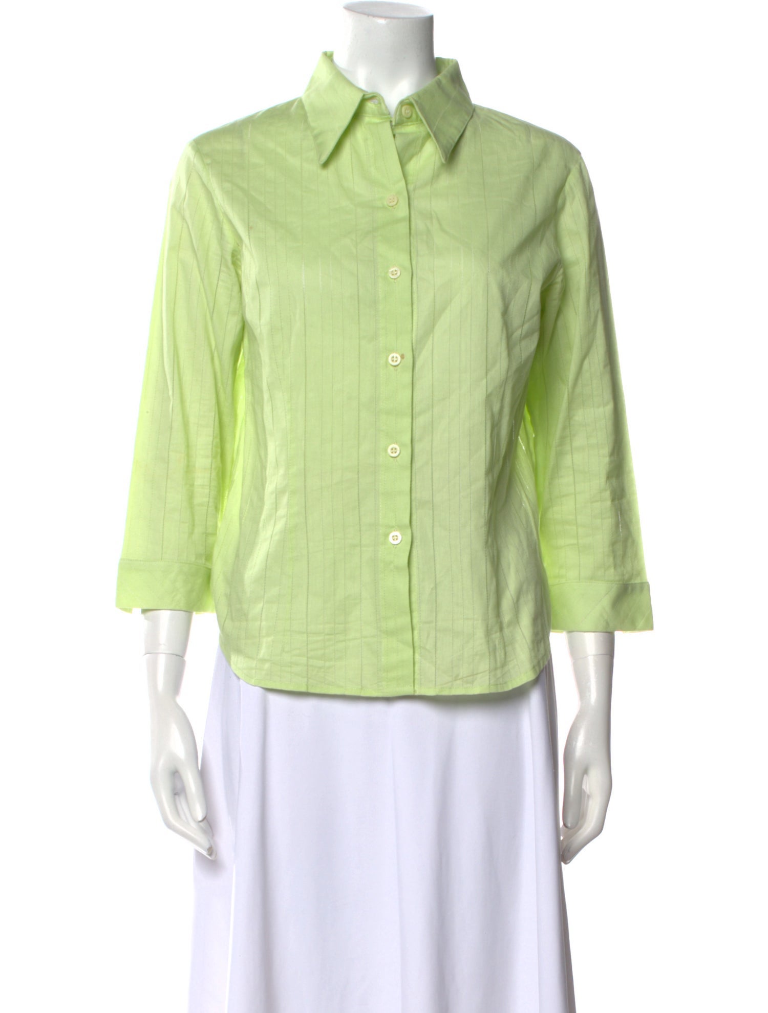 Nina Ricci Silk Three-Quarter Sleeve Button-Up Top
