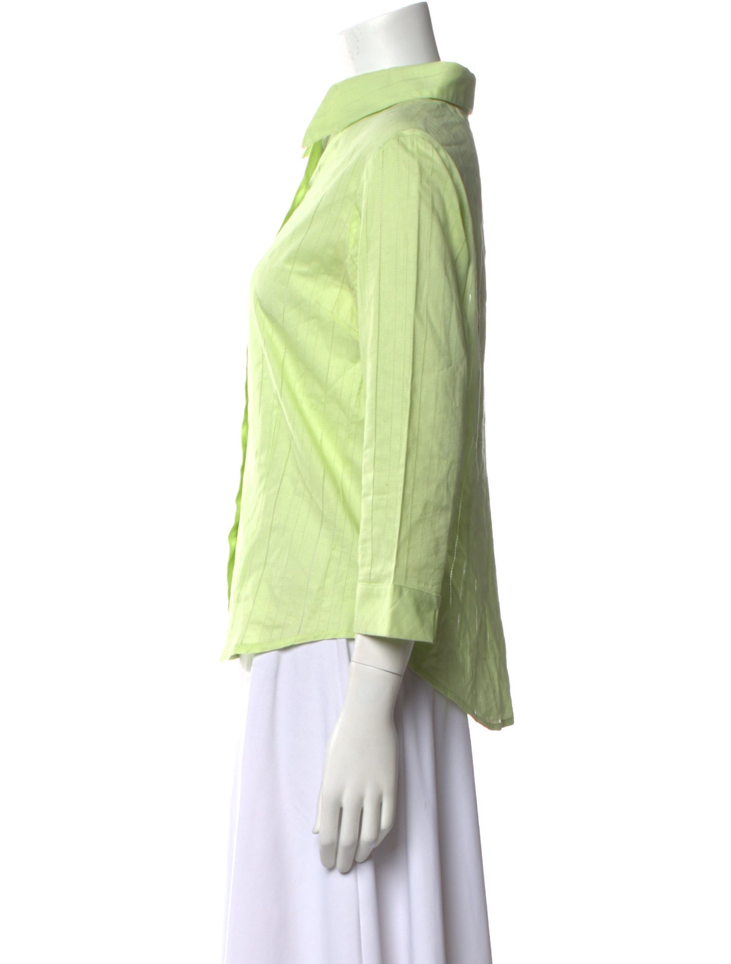 Nina Ricci Silk Three-Quarter Sleeve Button-Up Top