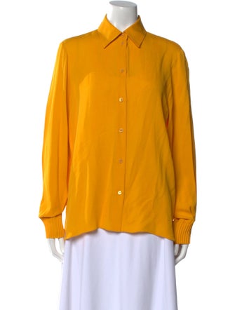Nina Ricci Silk Long Sleeve Button-Up Top