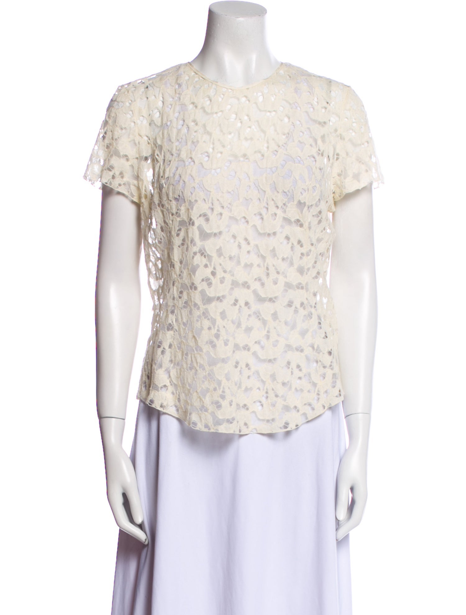 Nina Ricci Lace Pattern Crew Neck Blouse