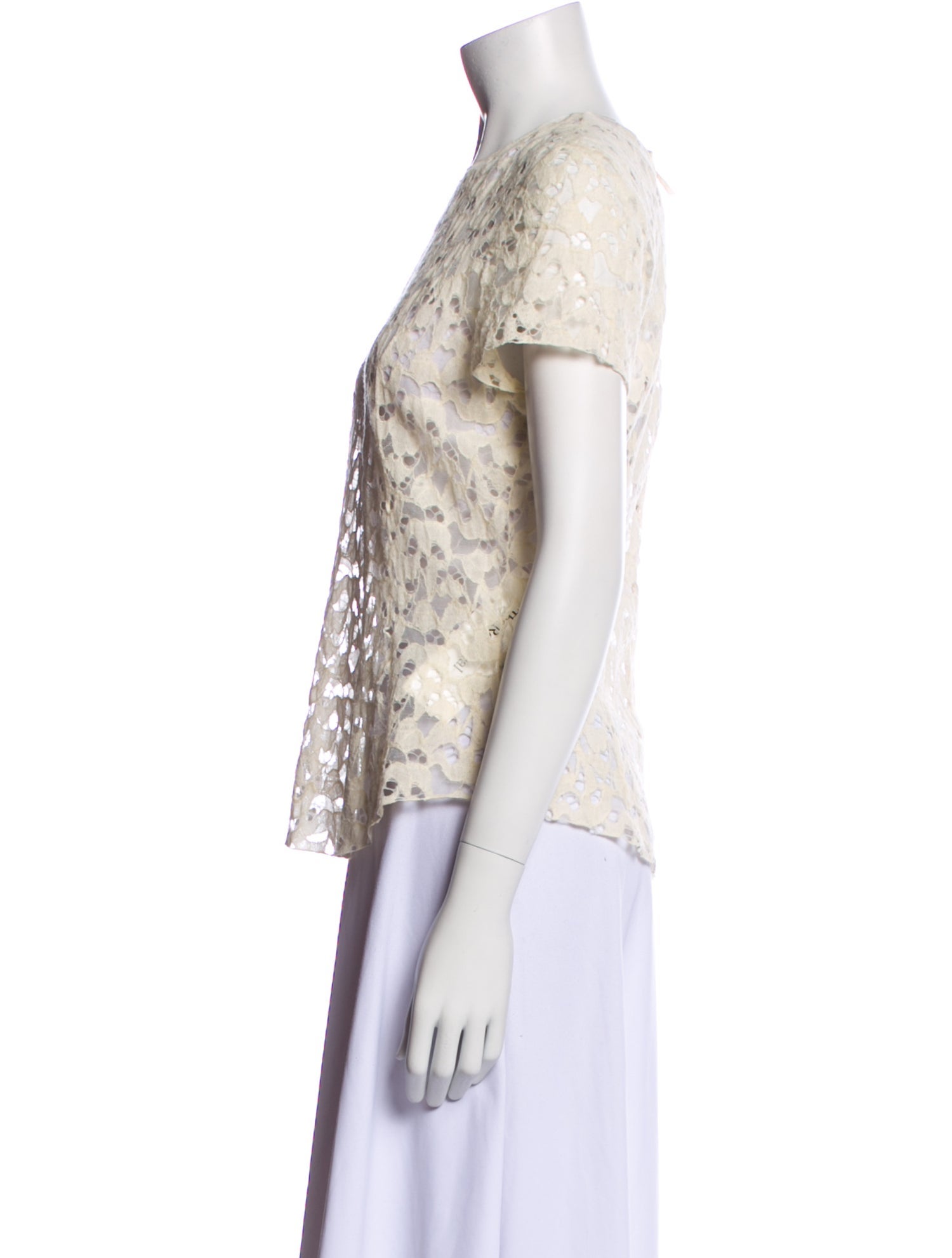 Nina Ricci Lace Pattern Crew Neck Blouse