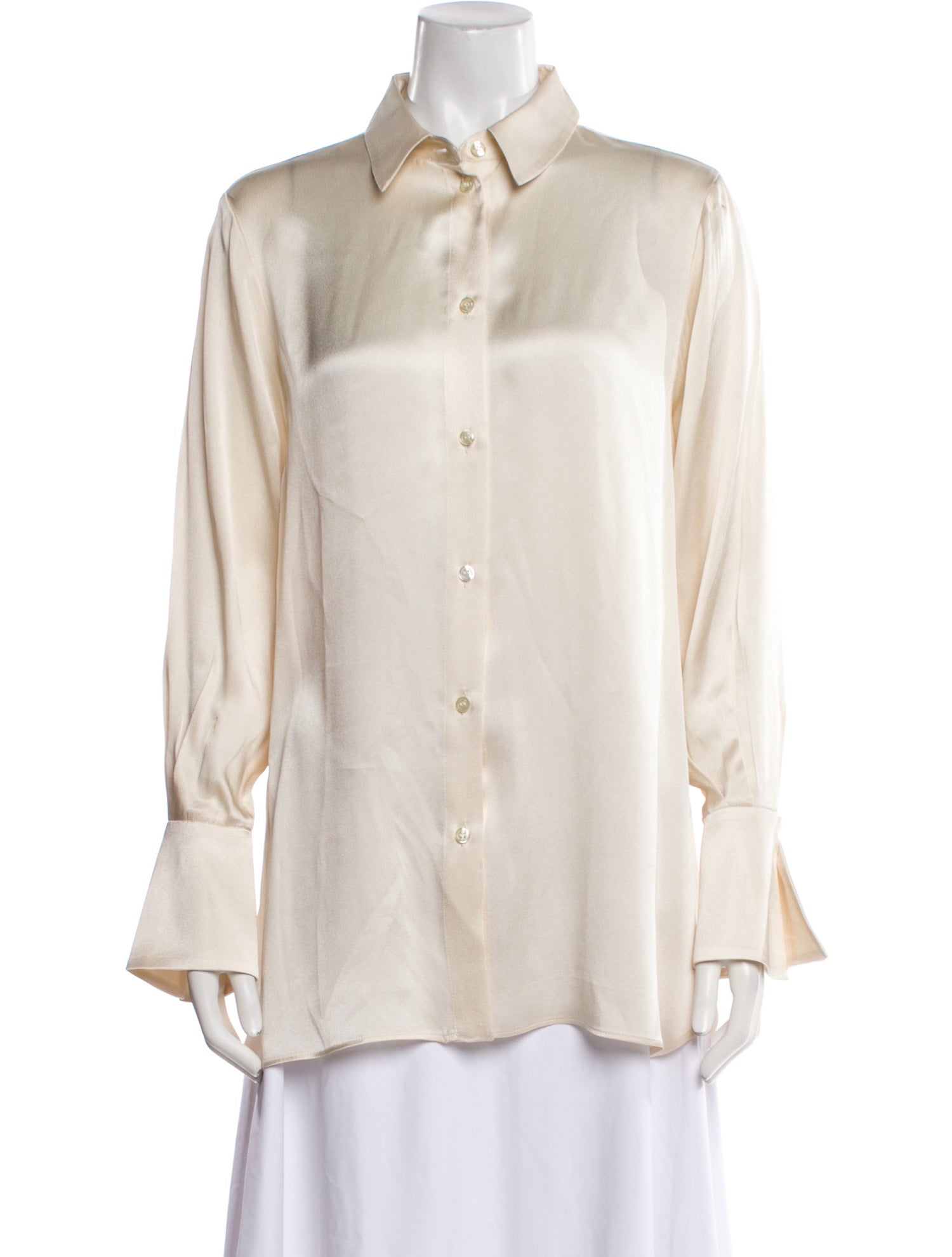 Nina Ricci Silk Long Sleeve Button-Up Top