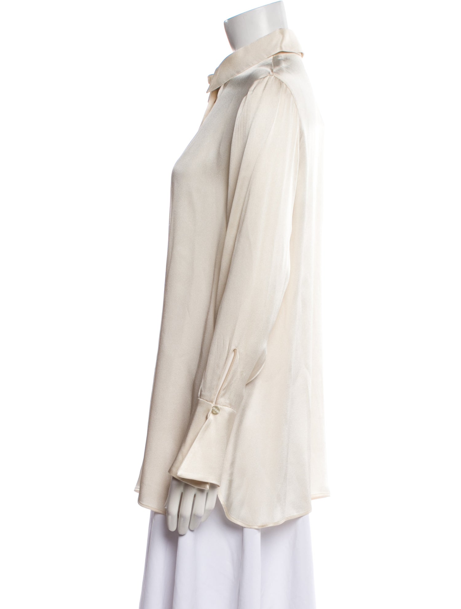 Nina Ricci Silk Long Sleeve Button-Up Top