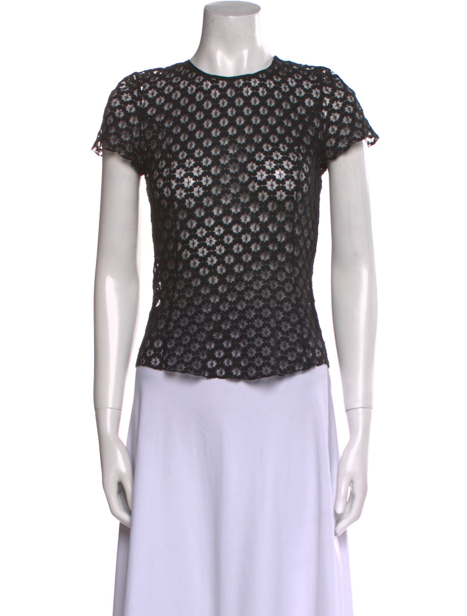 Nina Ricci Lace Pattern Crew Neck Top