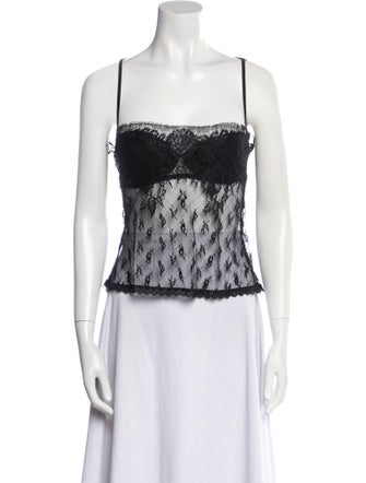 Nina Ricci Lace Pattern Square Neckline Crop Top