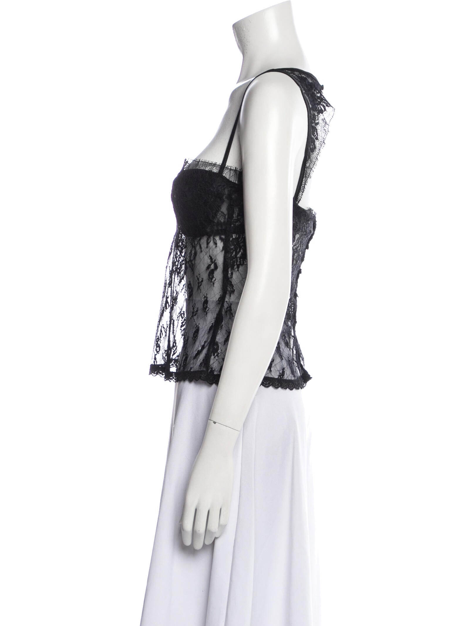 Nina Ricci Lace Pattern Square Neckline Crop Top