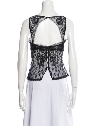 Nina Ricci Lace Pattern Square Neckline Crop Top