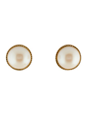 Nina Ricci Faux Pearl Round Clip-On Earrings