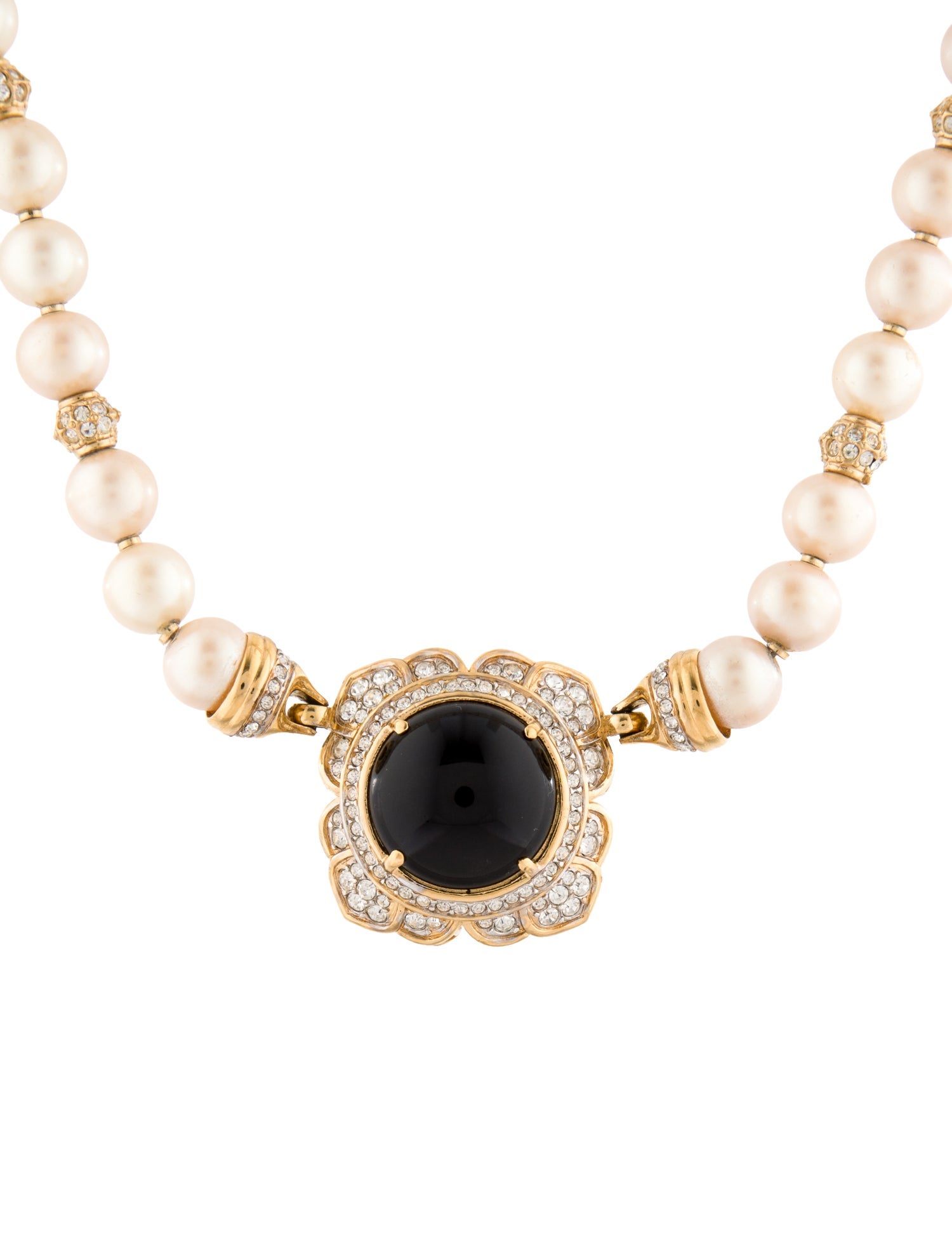 Nina Ricci Faux Pearl & Crystal Collar Necklace