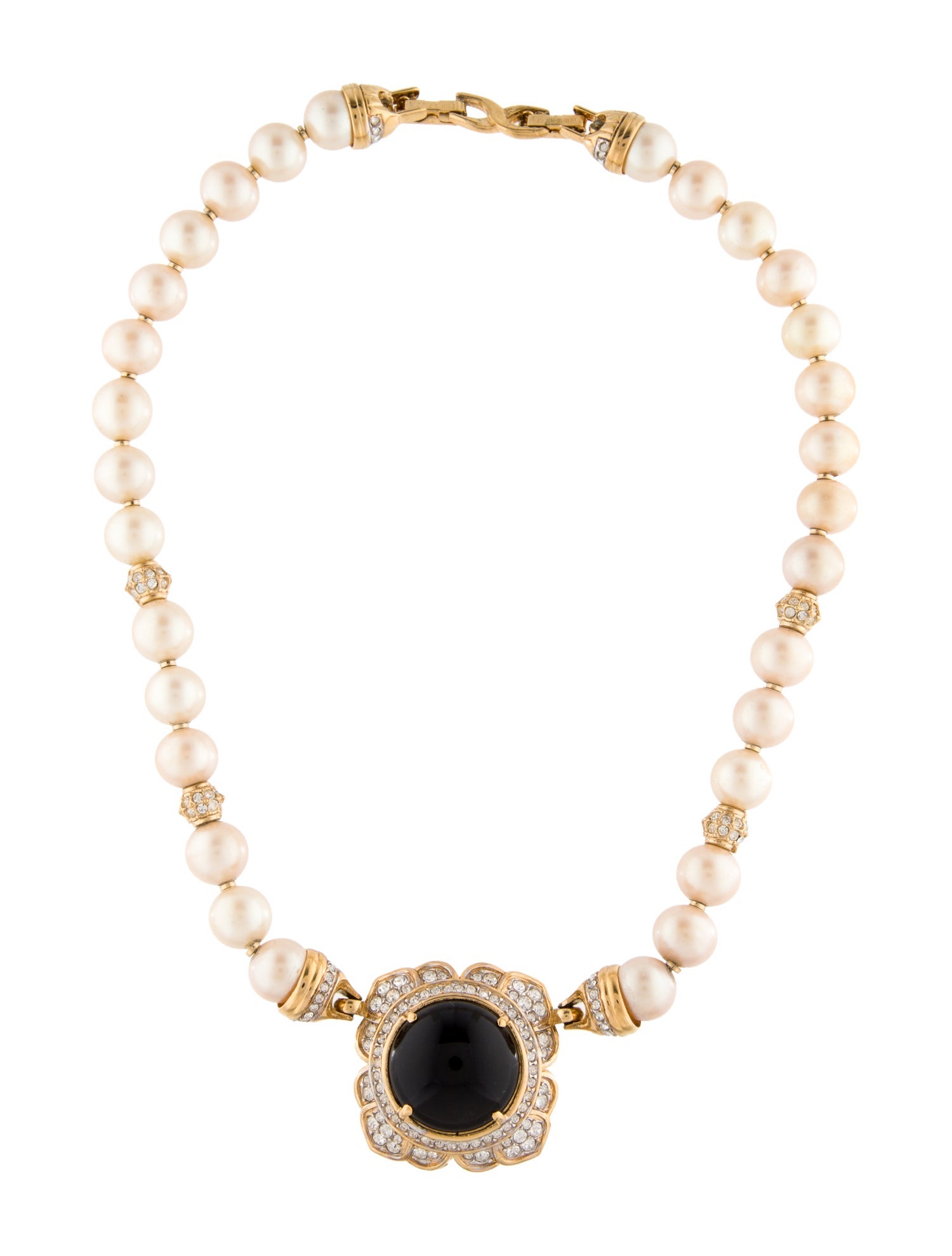 Nina Ricci Faux Pearl & Crystal Collar Necklace