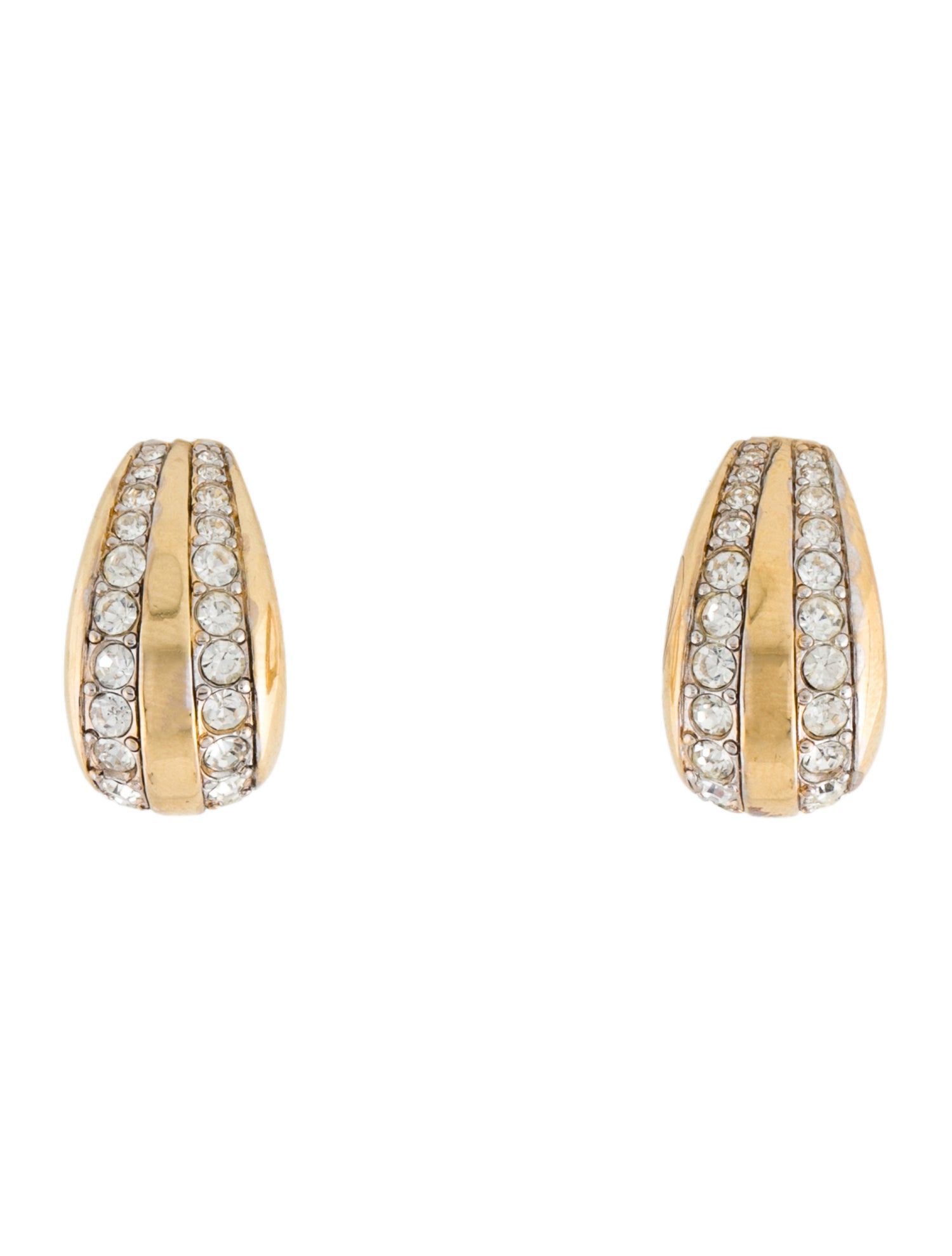 Nina Ricci Crystal Clip-On Hoop Earrings