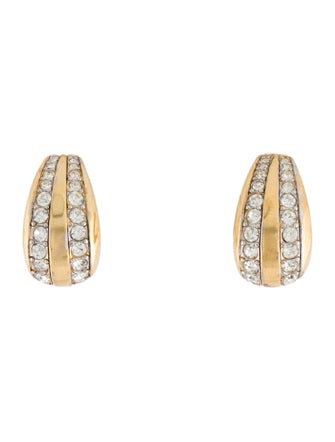 Nina Ricci Crystal Clip-On Hoop Earrings