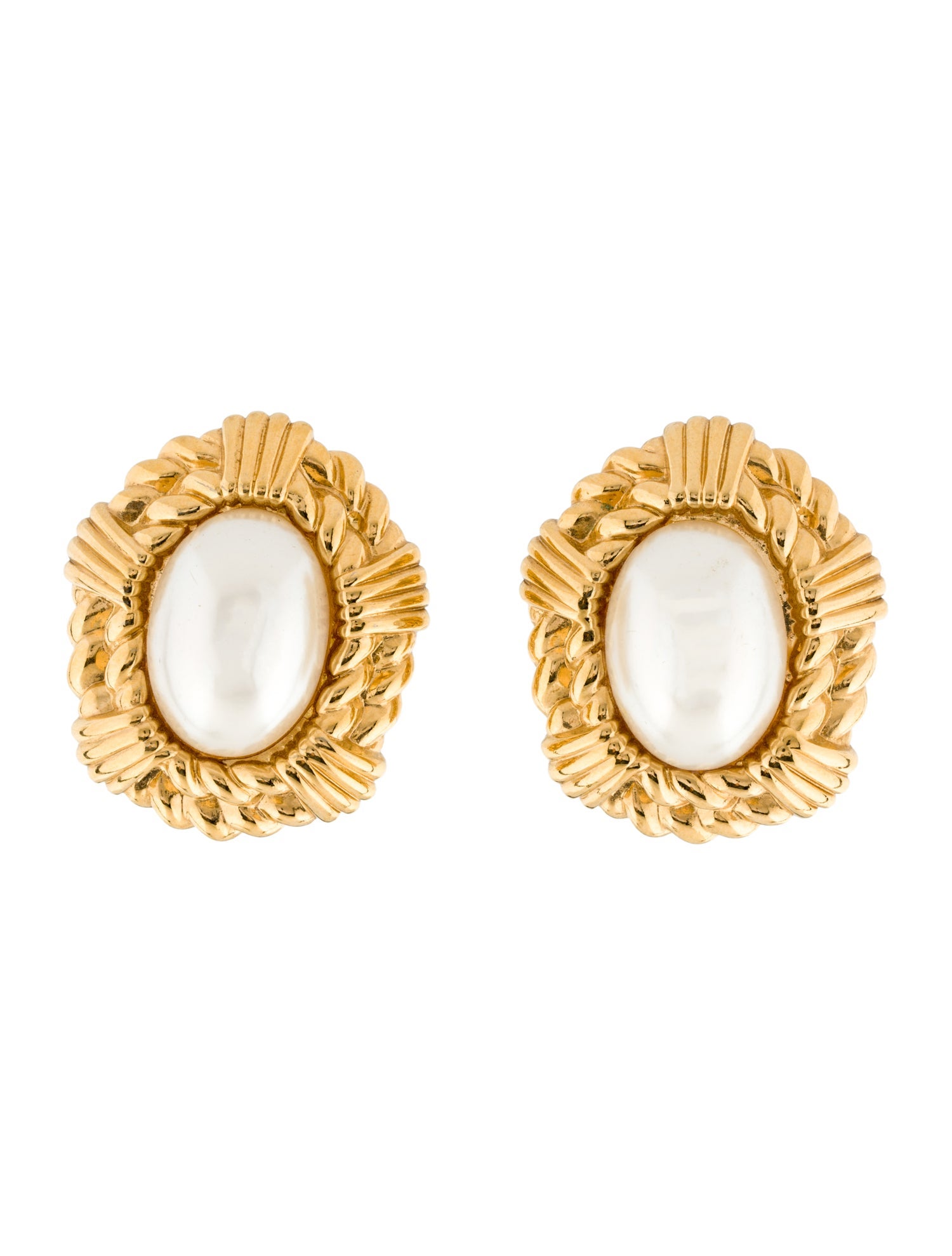 Nina Ricci Vintage Faux Pearl Oversize Clip-On Earrings