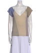 Nina Ricci Colorblock Pattern V-Neck Top