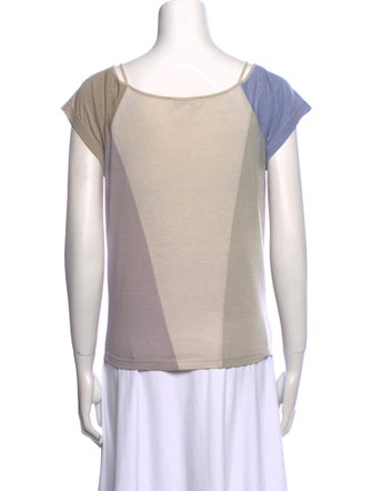 Nina Ricci Colorblock Pattern V-Neck Top