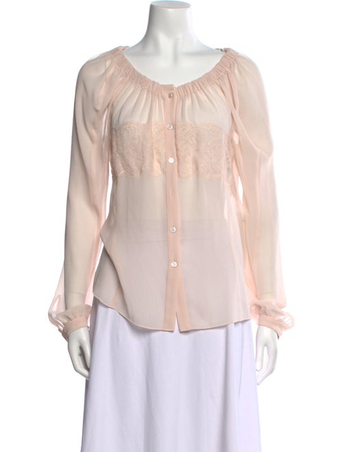 Nina Ricci Scoop Neck Long Sleeve Blouse