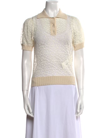 Nina Ricci Silk Lace Pattern Polo