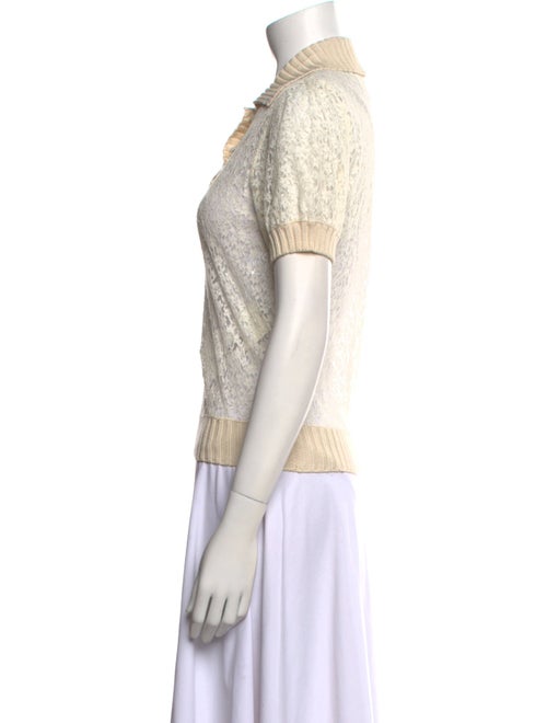 Nina Ricci Silk Lace Pattern Polo