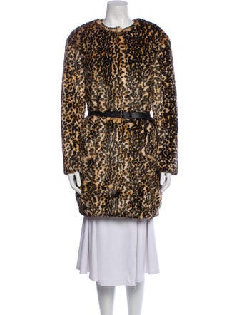 Nina Ricci Faux Fur Animal Print Faux Fur Coat