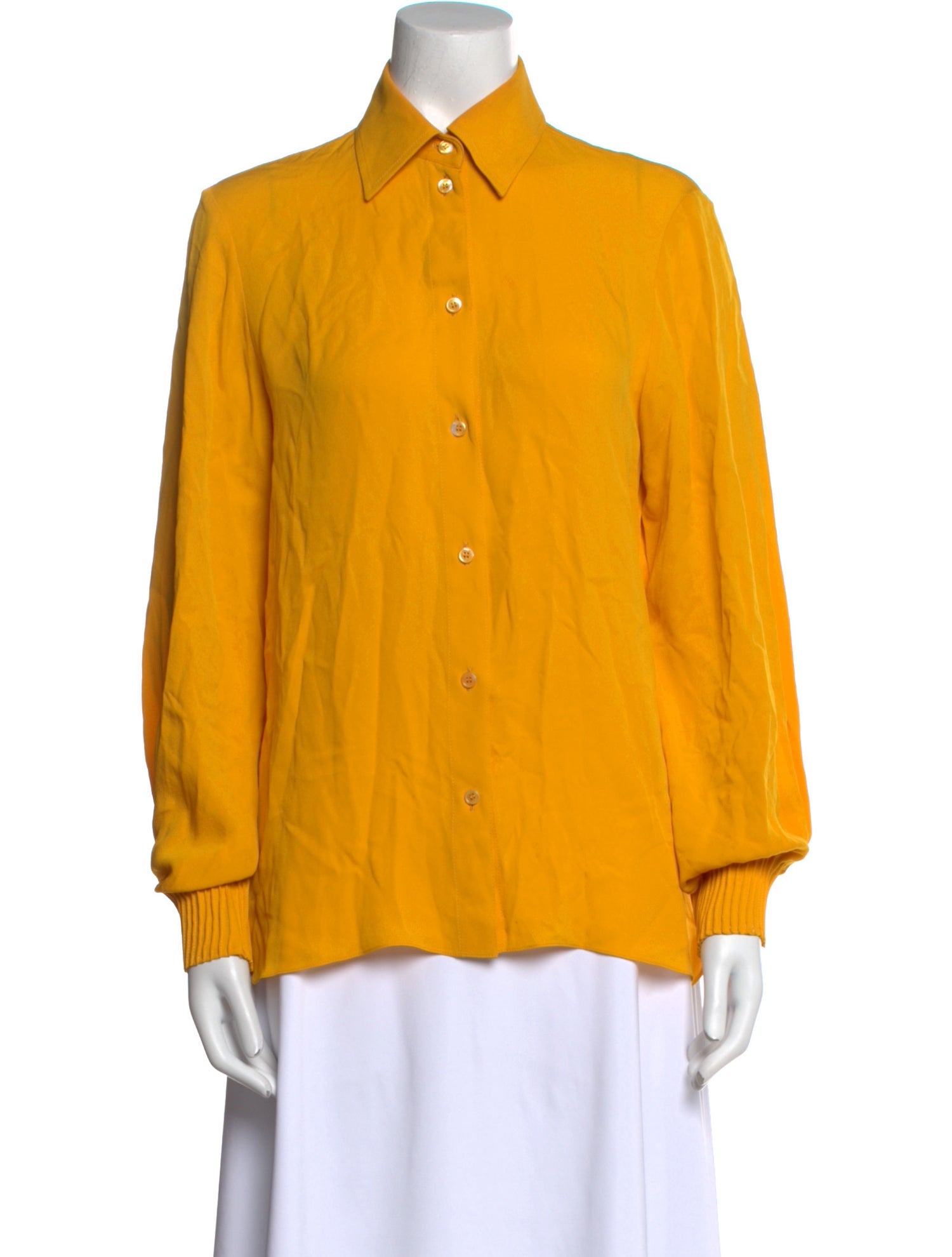 Nina Ricci Silk Long Sleeve Button-Up Top