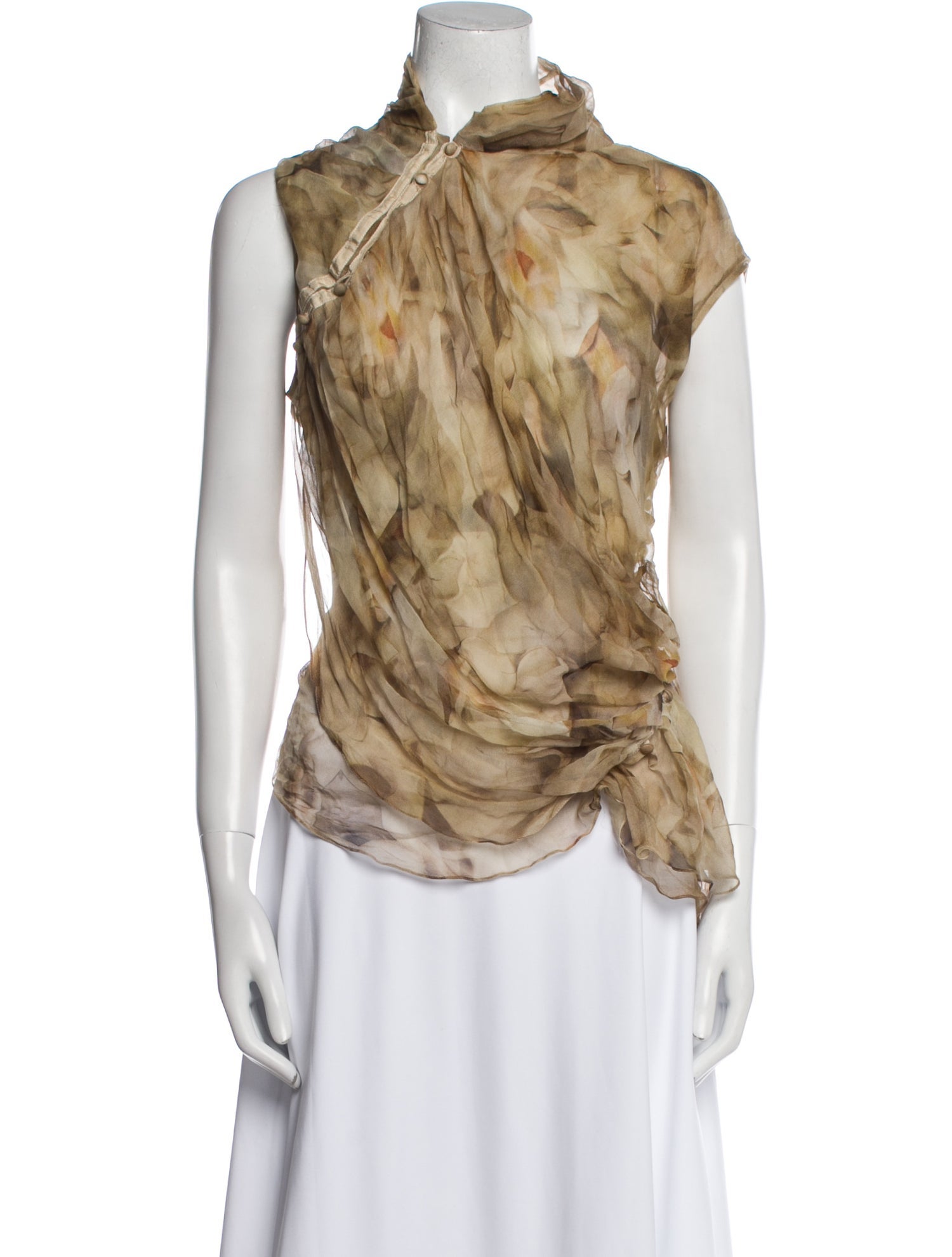 Nina Ricci Mock Neck Sleeveless Blouse