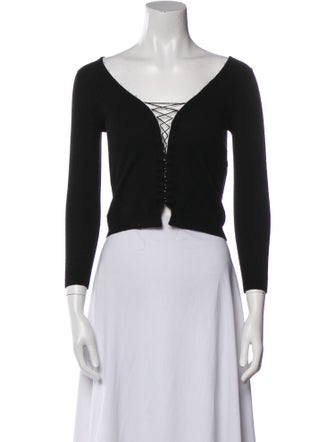 Nina Ricci V-Neck Three-Quarter Sleeve Crop Top